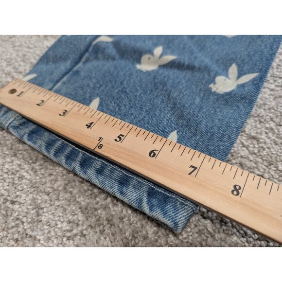 Playboy Jeans Womens Blue Denim Straight Leg Logo Spell Out Embroidery 36X31 - Picture 5 of 8
